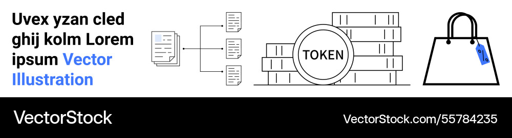 Blockchain token management with data flow Blockchain token management with data flow vector image