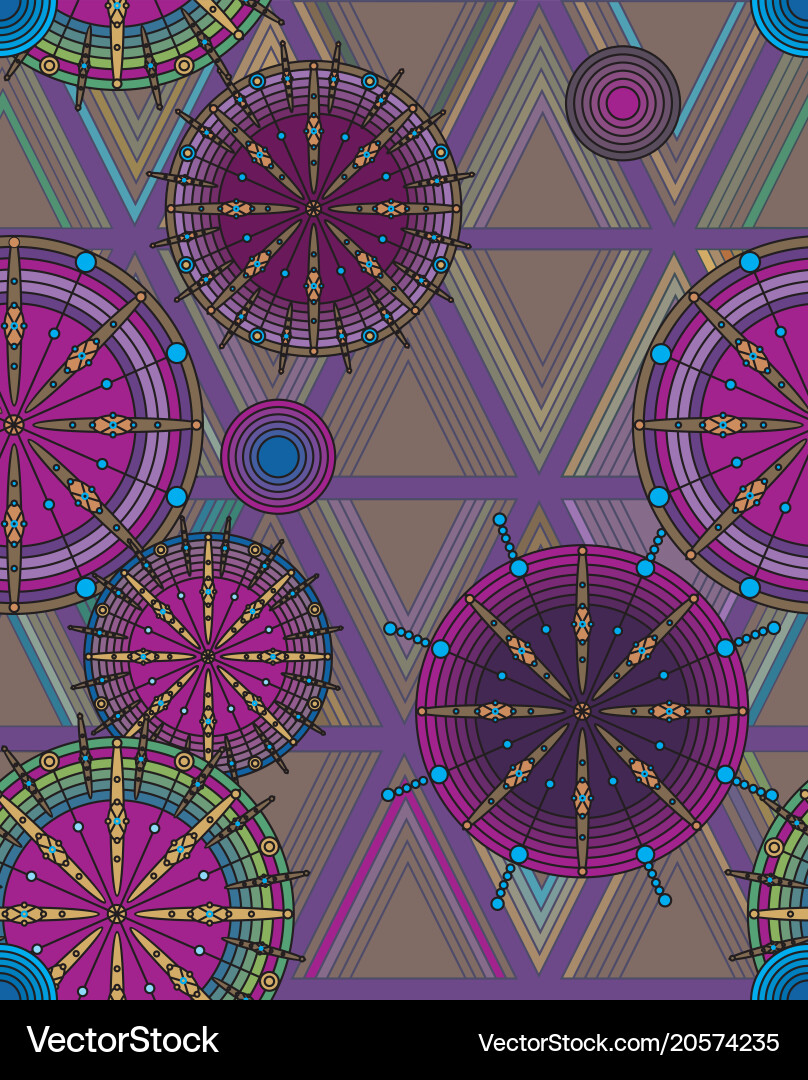 Bright pattern of circles and triangles vector image