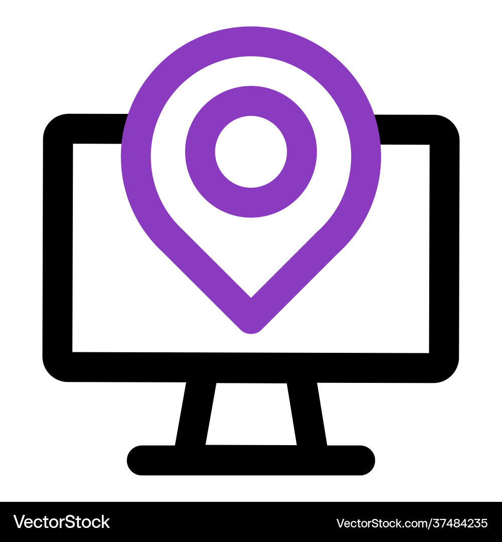 Computer icon with location outline Computer icon with location outline vector image