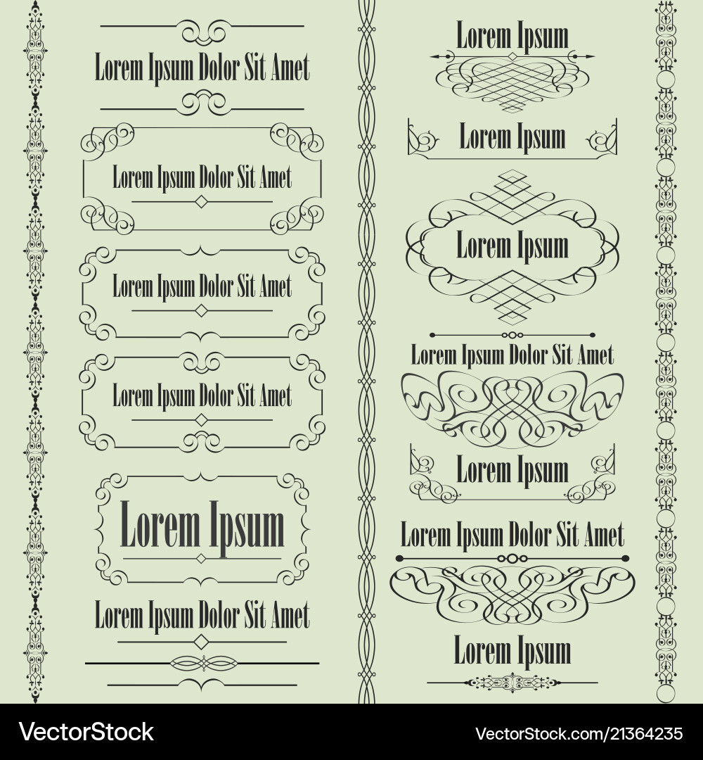 Elegant Calligraphic Frames & Borders vector image