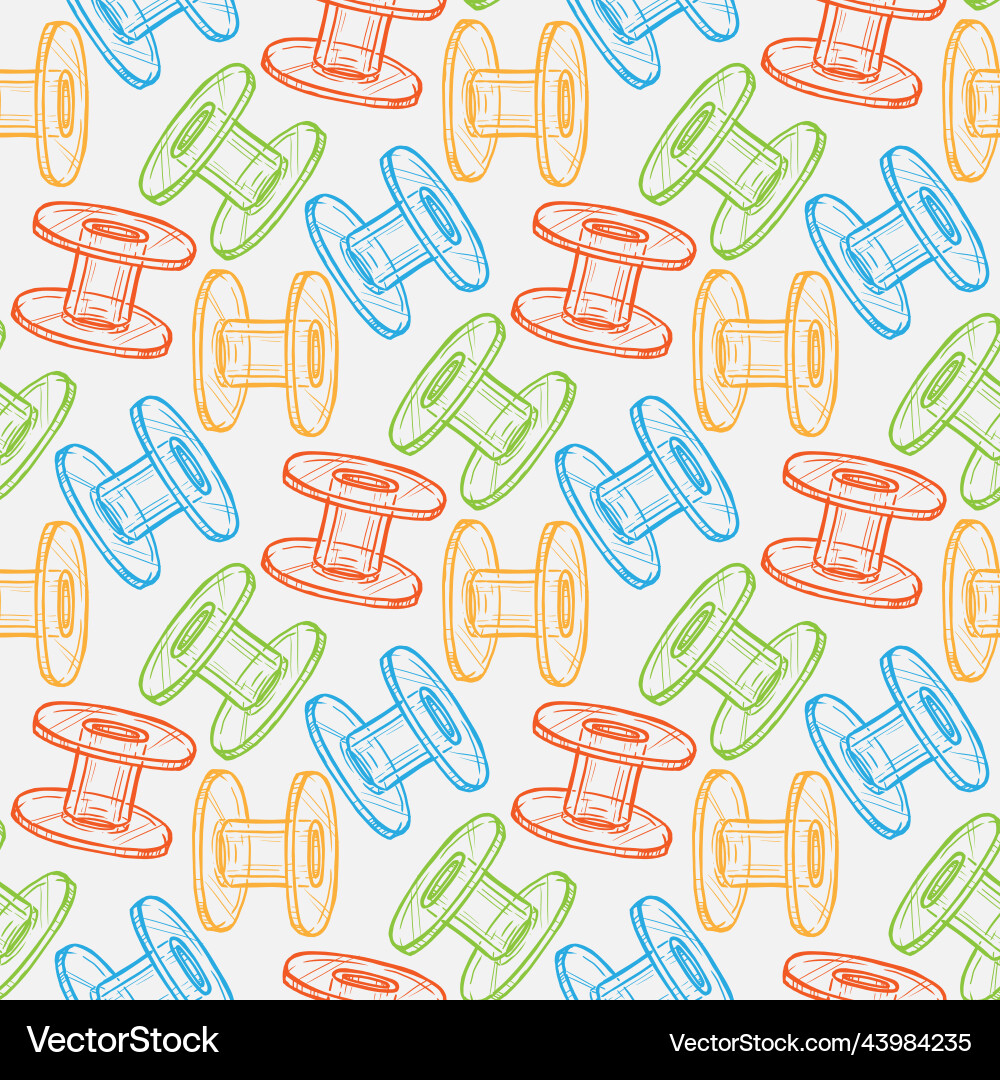 Empty bobbin seamless pattern on white background Empty bobbin seamless pattern on white background Vector Image
