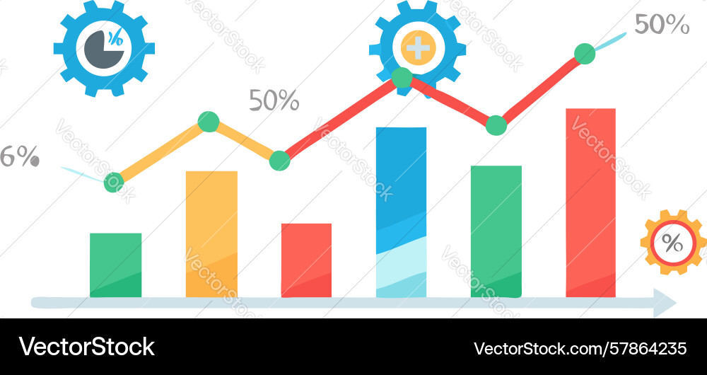 Growth and performance chart visualizing business Vector Image