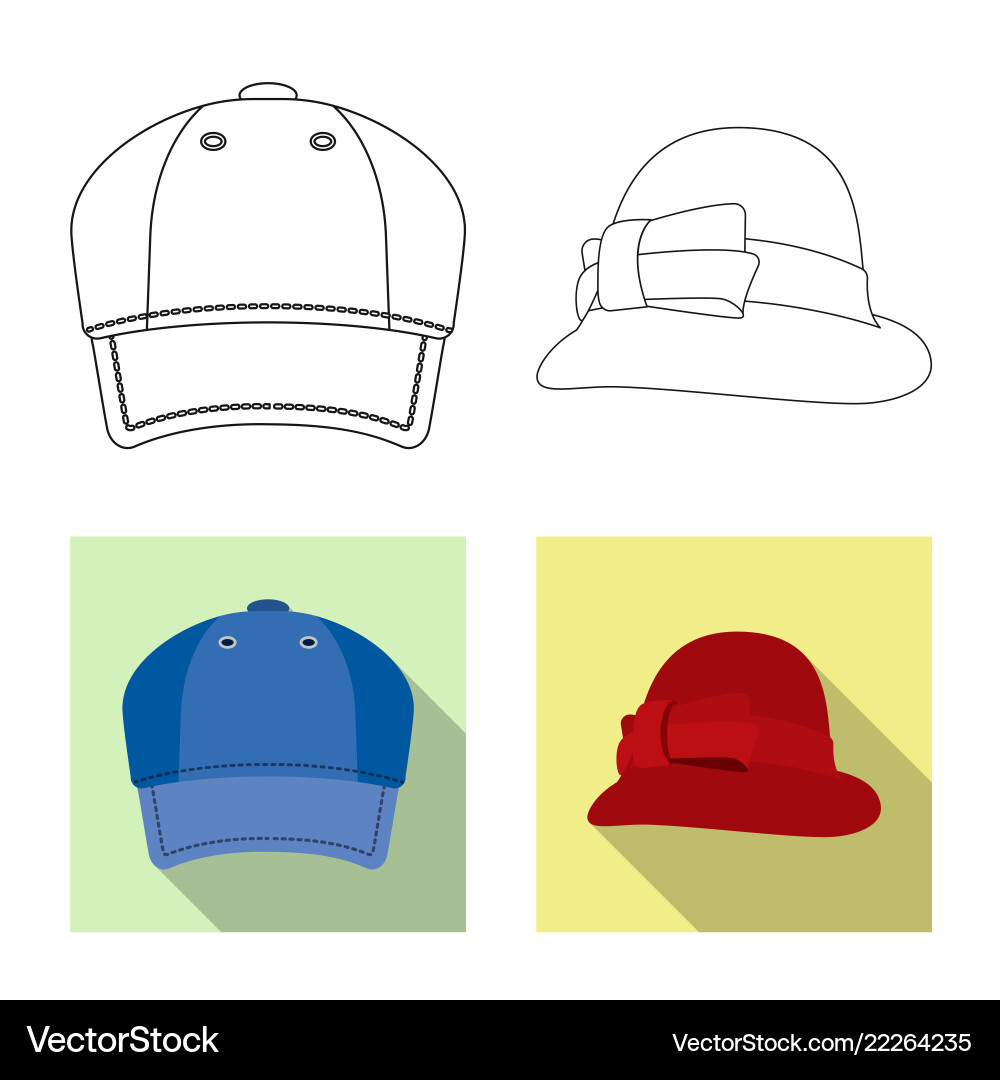 Isolated object of headgear and cap icon set Vector Image