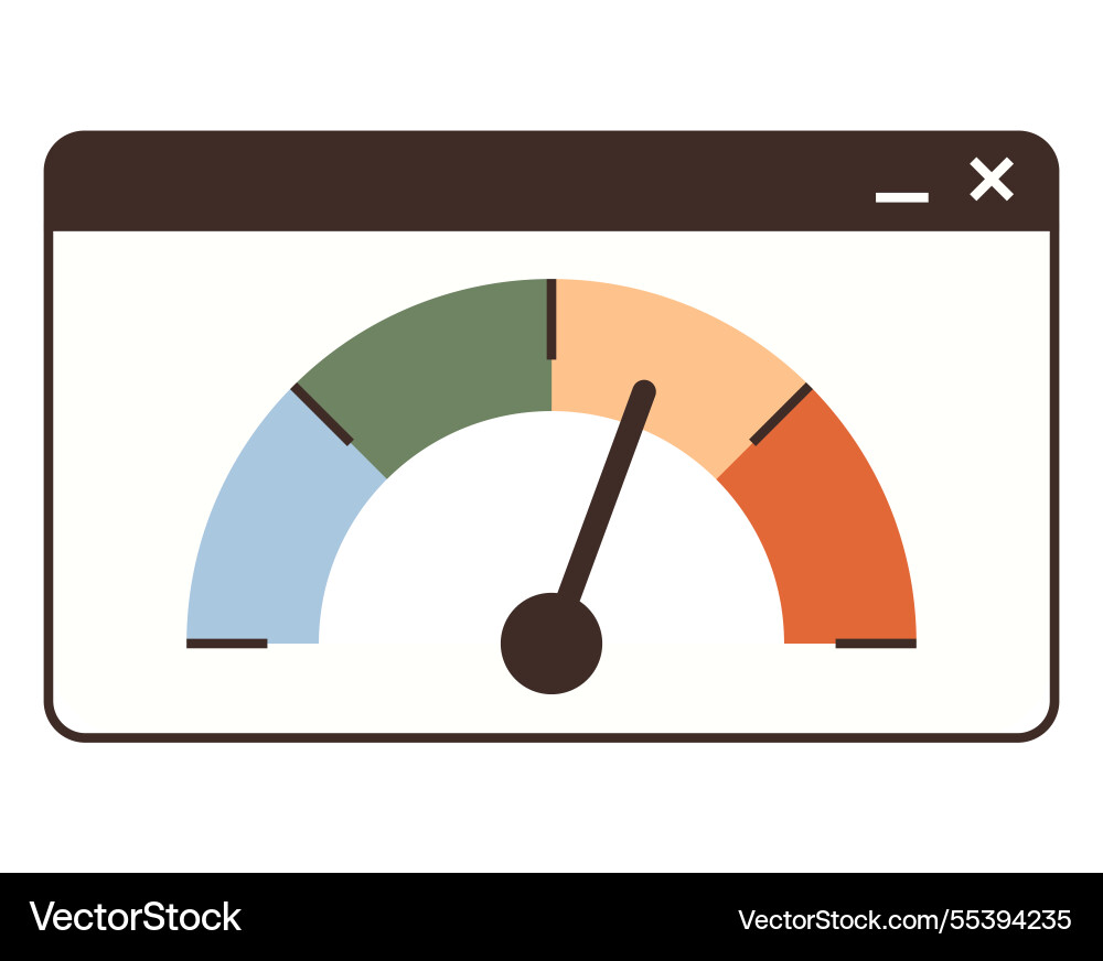 Leistungs-Dashboard mit farbencodiertem Tacho Vektorbild