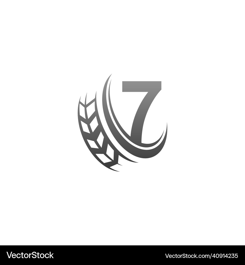 Number 7 with trailing wheel icon design template Number 7 with trailing wheel icon design template Vector Image