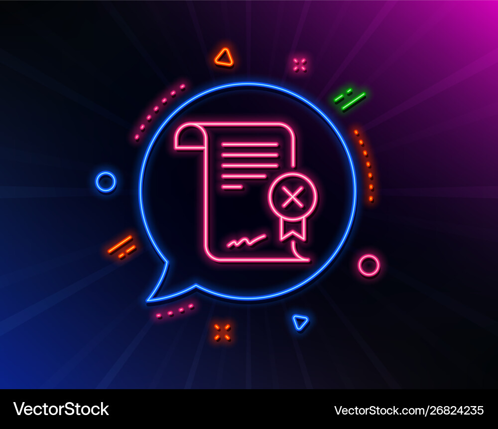 Reject certificate line icon decline document Vector Image