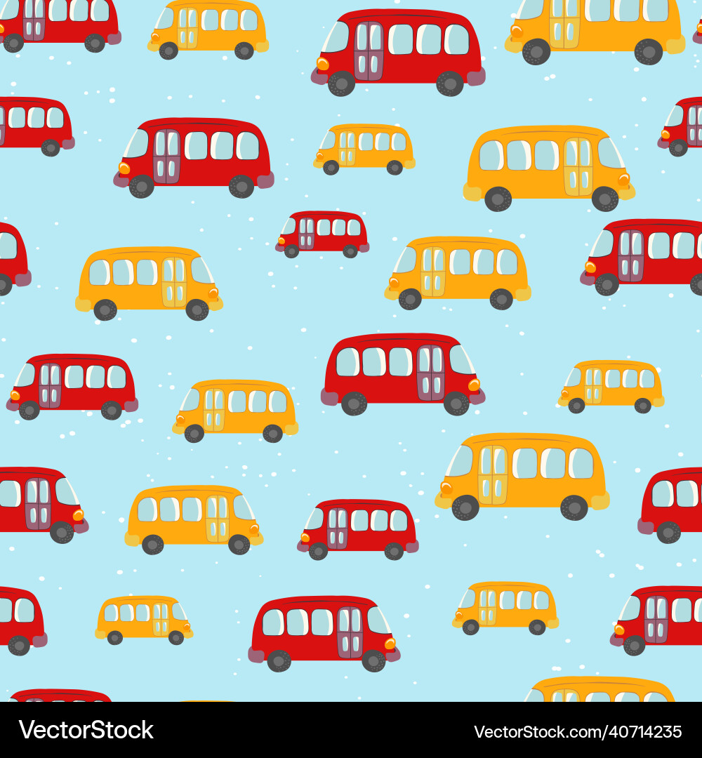 Seamless pattern with cute bus car on color Seamless pattern with cute bus car on color vector image