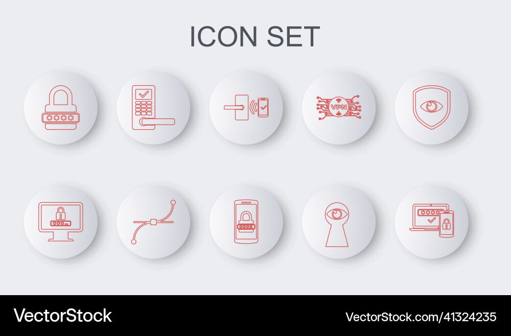Set line two steps authentication monitor Set line two steps authentication monitor vector image