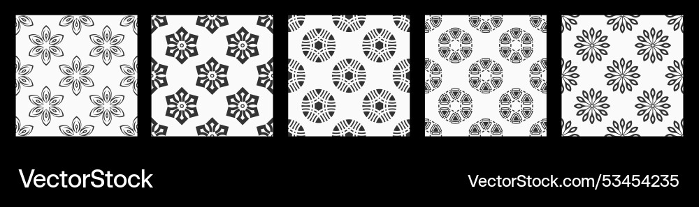 Set of five abstract seamless patterns Set of five abstract seamless patterns vector image
