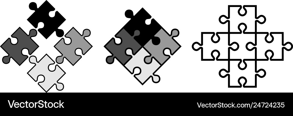 Simple jigsaw puzzle pieces objects snap to each Simple jigsaw puzzle pieces objects snap to each vector image