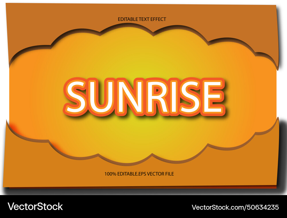 Sunrise editable text effect emboss gradient style Sunrise editable text effect emboss gradient style vector image