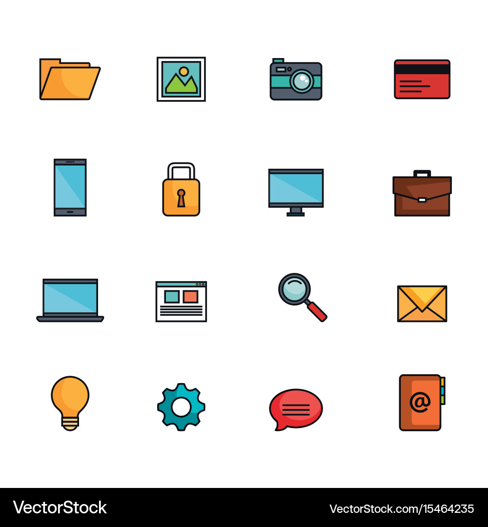 Technology and communication objects design vector image