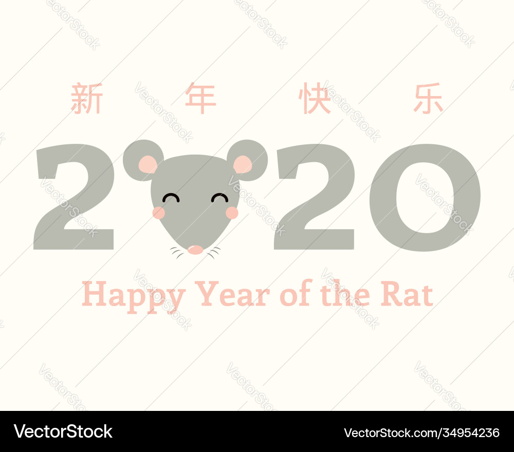 2020 chinese new year card 2020 chinese new year card vector image
