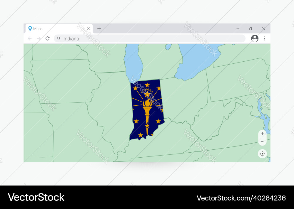 Browser window with map of indiana searching Vector Image