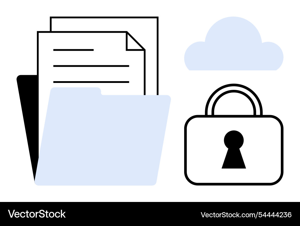 Cloud storage security with documents folder Cloud storage security with documents folder vector image