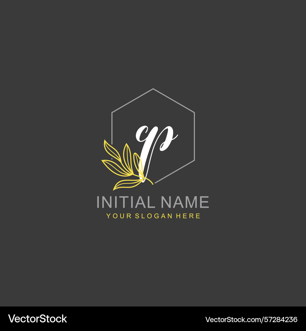 Cp initial logo templates with botanical elements Cp initial logo templates with botanical elements vector image