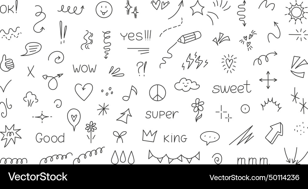 Doodle line glitter elements simple tiny lined vector image