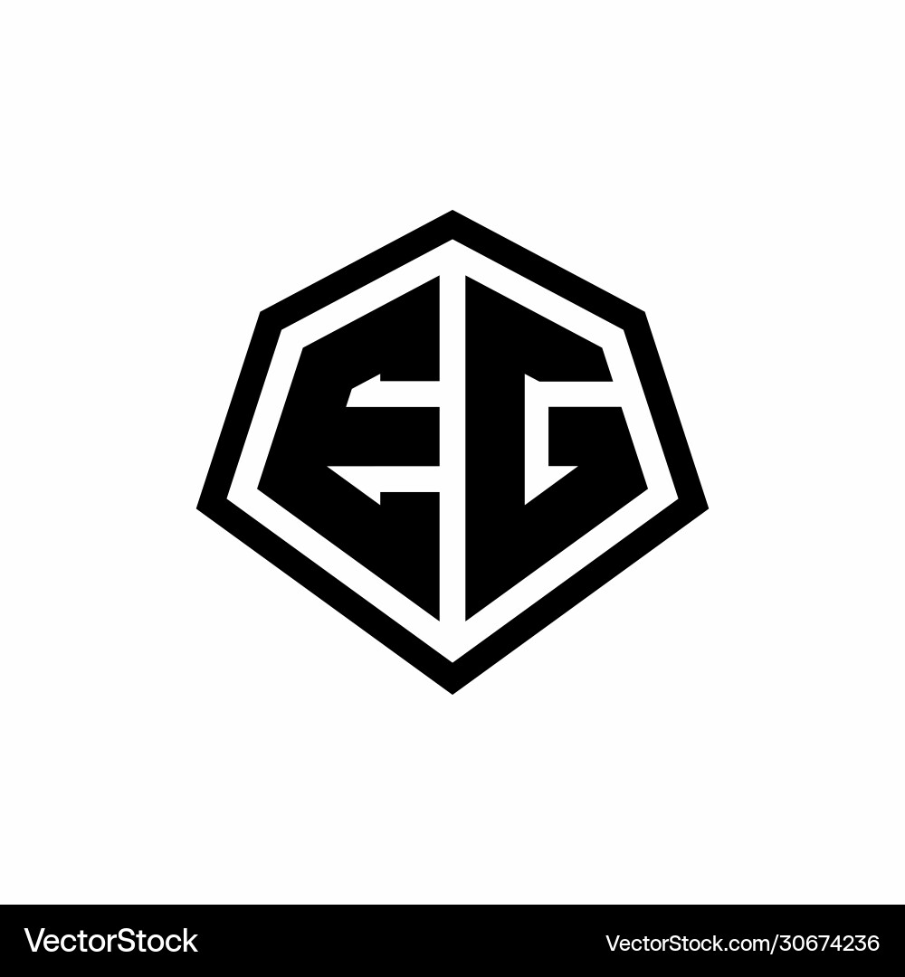 Eg monogram logo with hexagon shape and line Vector Image