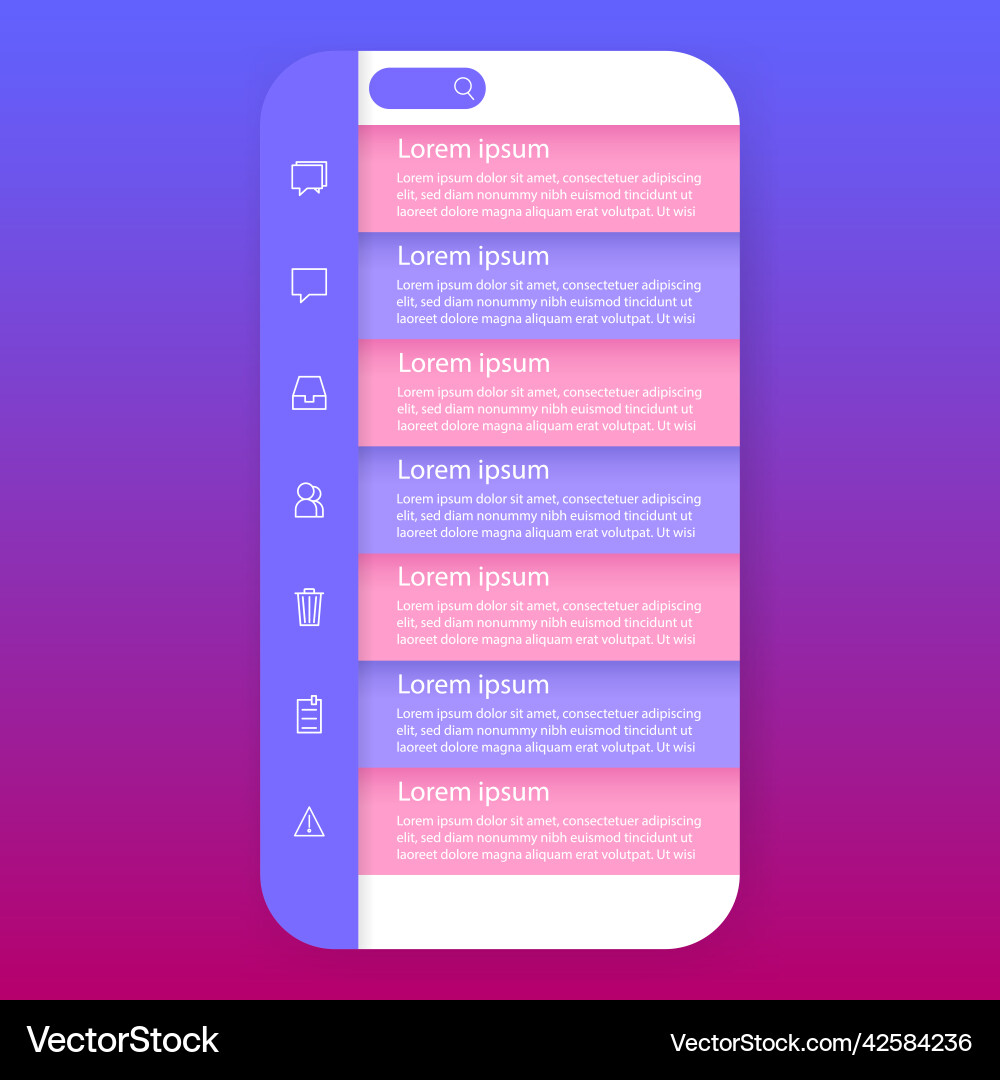 Email mobile app user inteface template card vector image