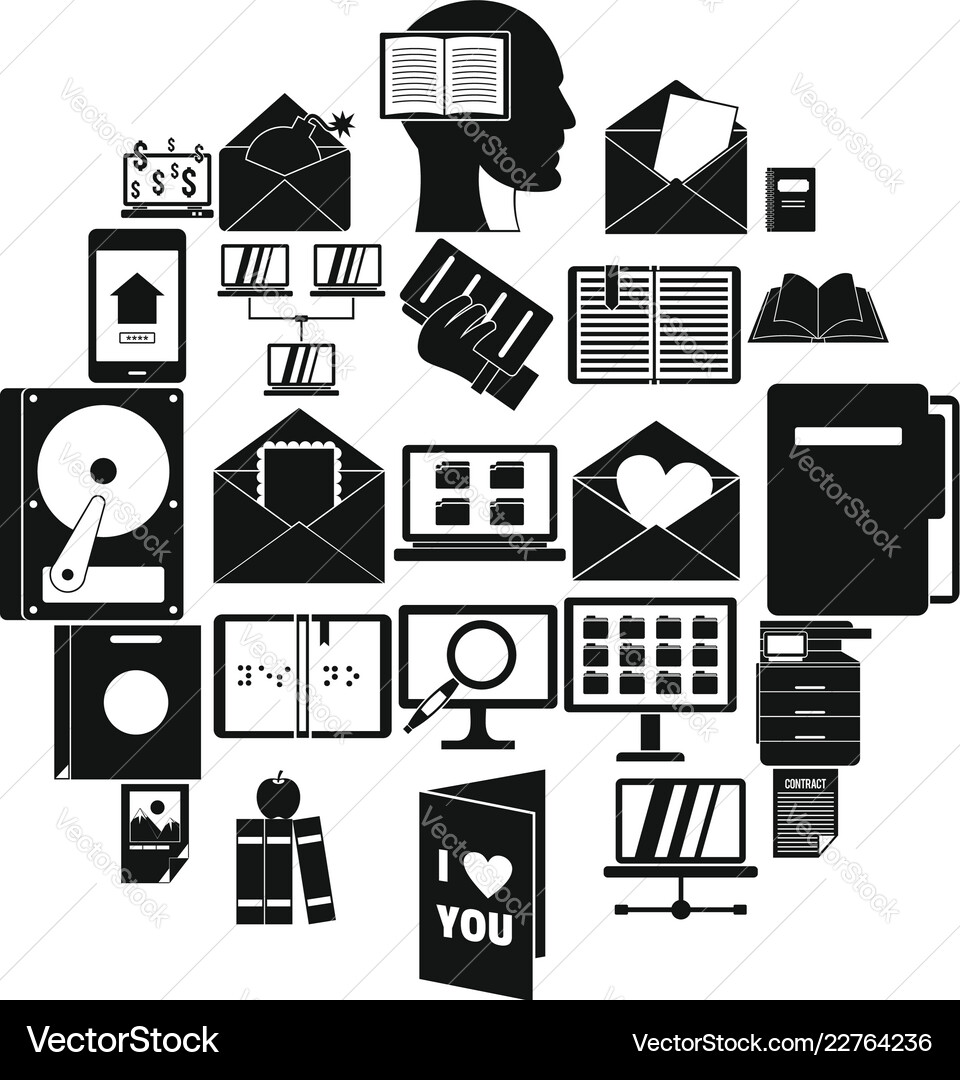 Folder icons set simple style Folder icons set simple style Vector Image