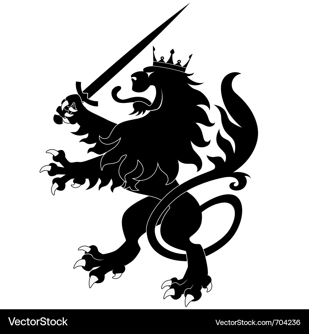 Heraldic Black Lion with Sword vector image