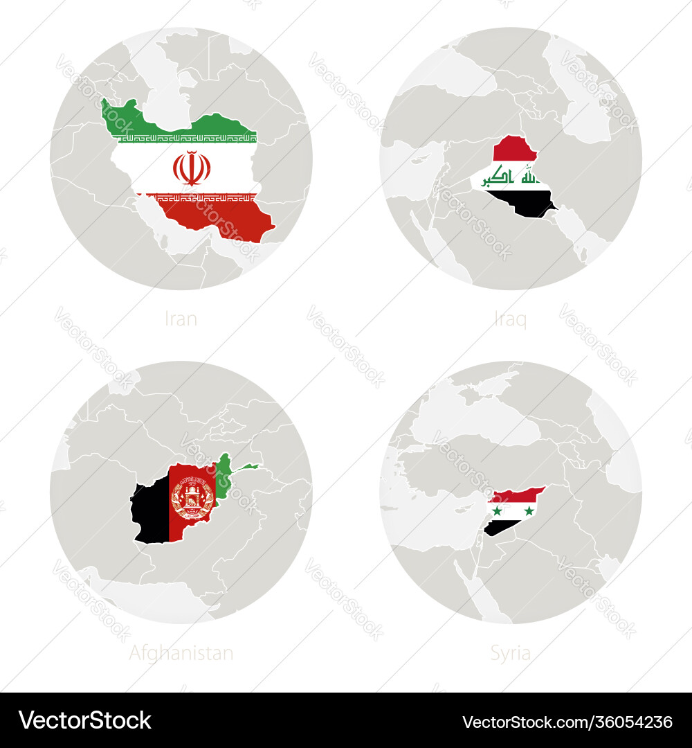 Iran iraq afghanistan syria map contour Iran iraq afghanistan syria map contour vector image