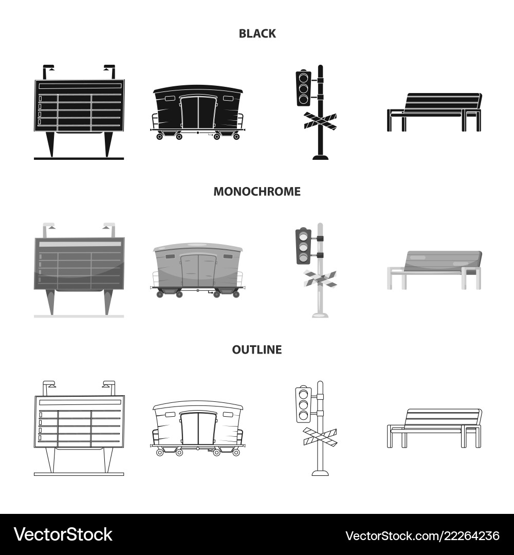 Isoliertes Objekt von Zug und Bahnhof Symbolsatz Isoliertes Objekt von Zug und Bahnhof Symbolsatz vektorbild