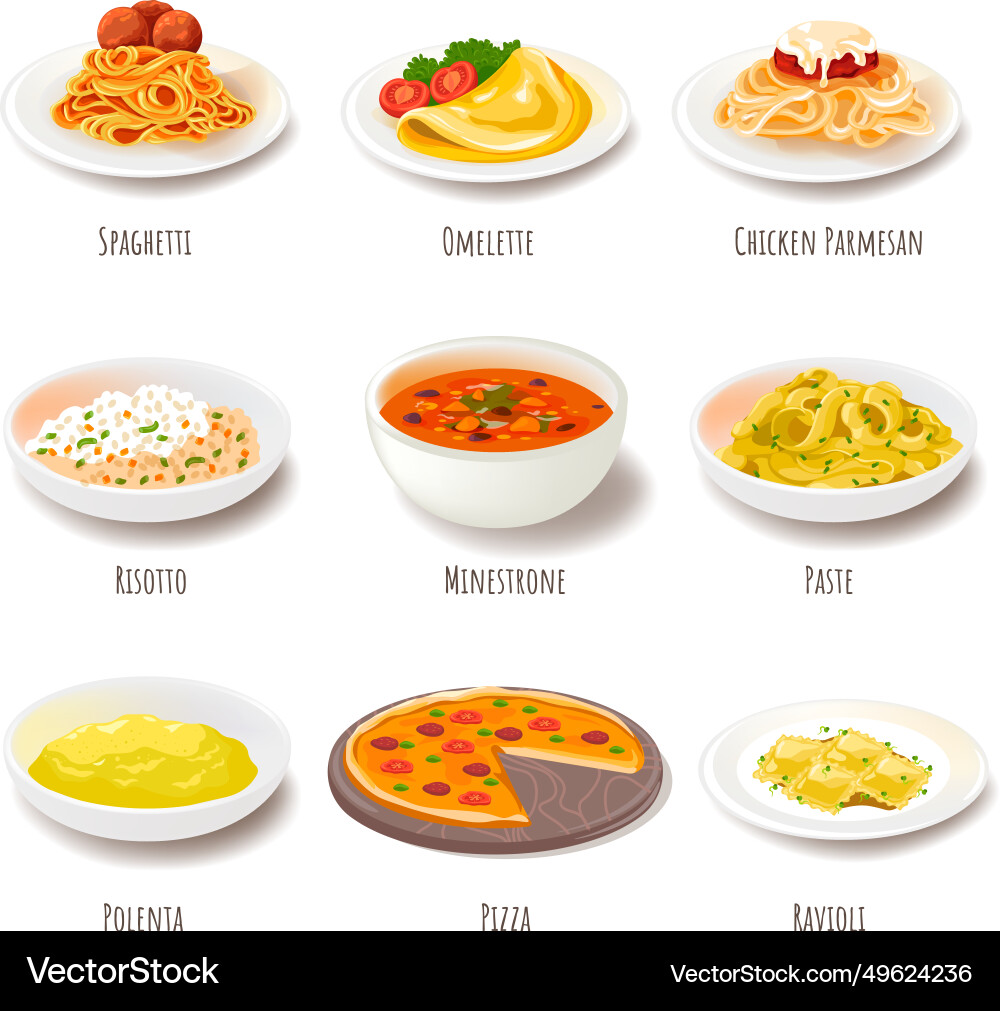 Italian cuisine menu for restaurants and canteens Italian cuisine menu for restaurants and canteens vector image