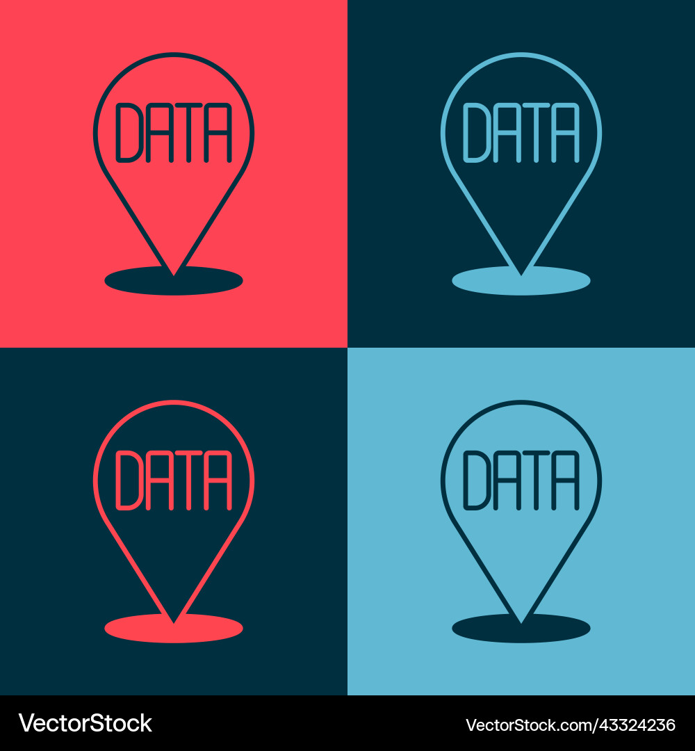 Pop art data analysis icon isolated on color Vector Image