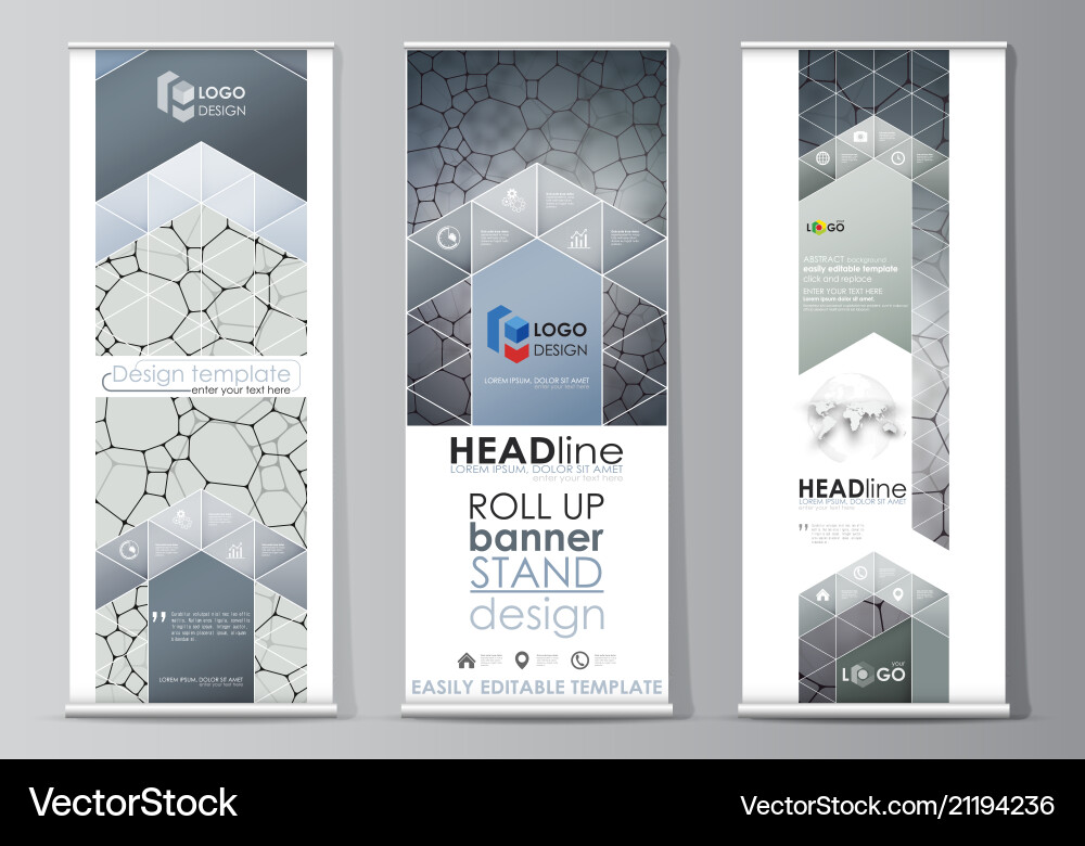 Roll up banner stands flat design templates Vector Image