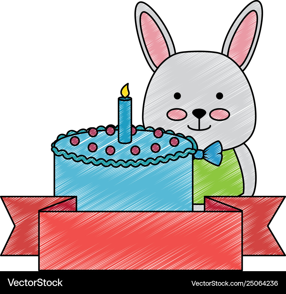 Süßes Kaninchen mit süßem Kuchenzeichen Ikone Süßes Kaninchen mit süßem Kuchenzeichen Ikone vektorbild