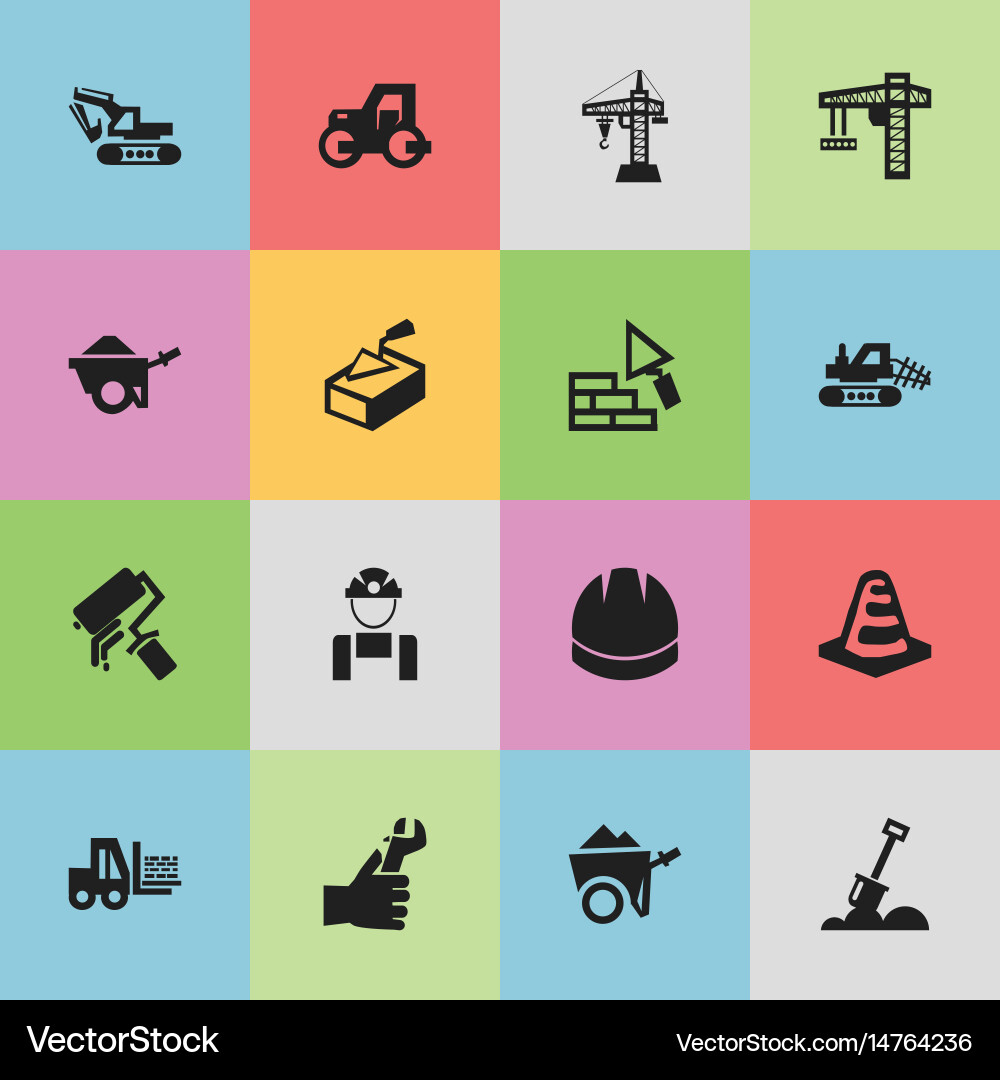 Set of 16 editable structure icons includes vector image