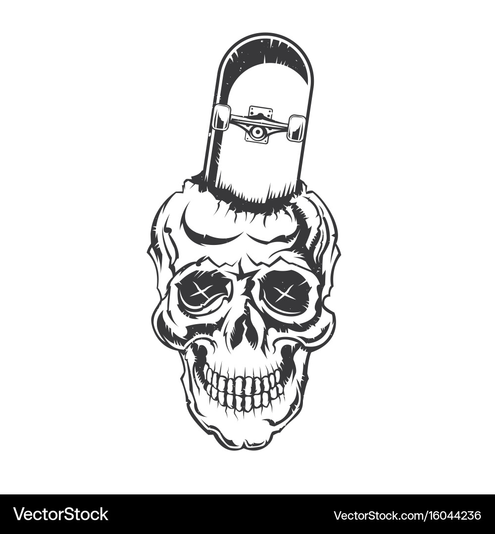 Skull with Skateboard Vector Image
