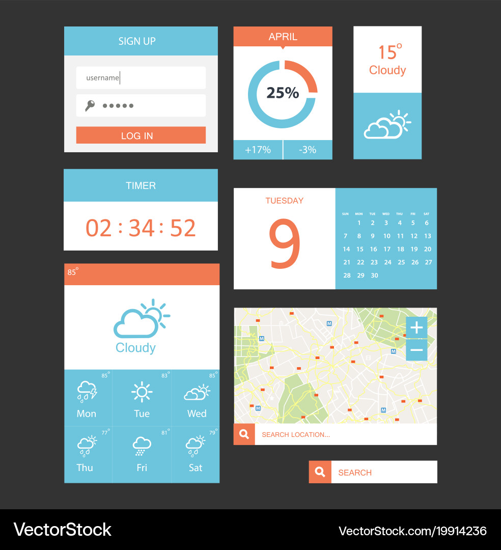 Ui kit for website and mobile app designs vector image