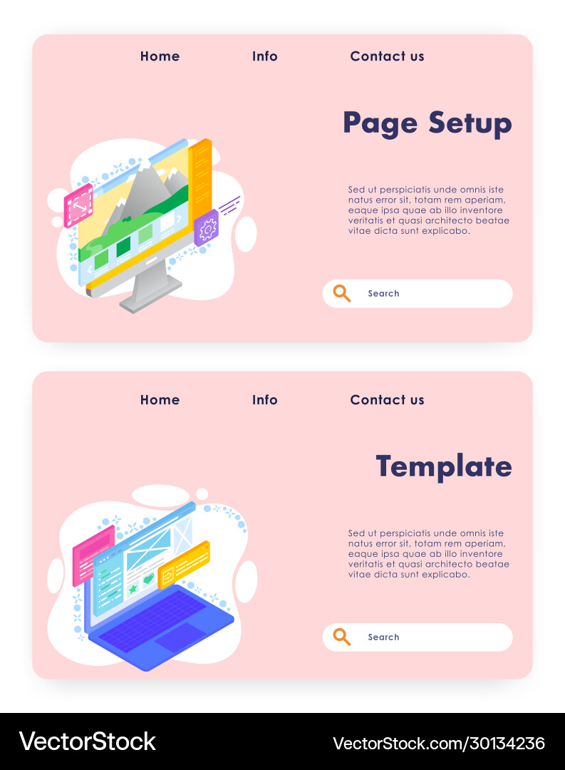 Web page setup website landing Web page setup website landing vector image