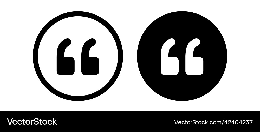 A set of round icons with double quotation marks A set of round icons with double quotation marks vector image