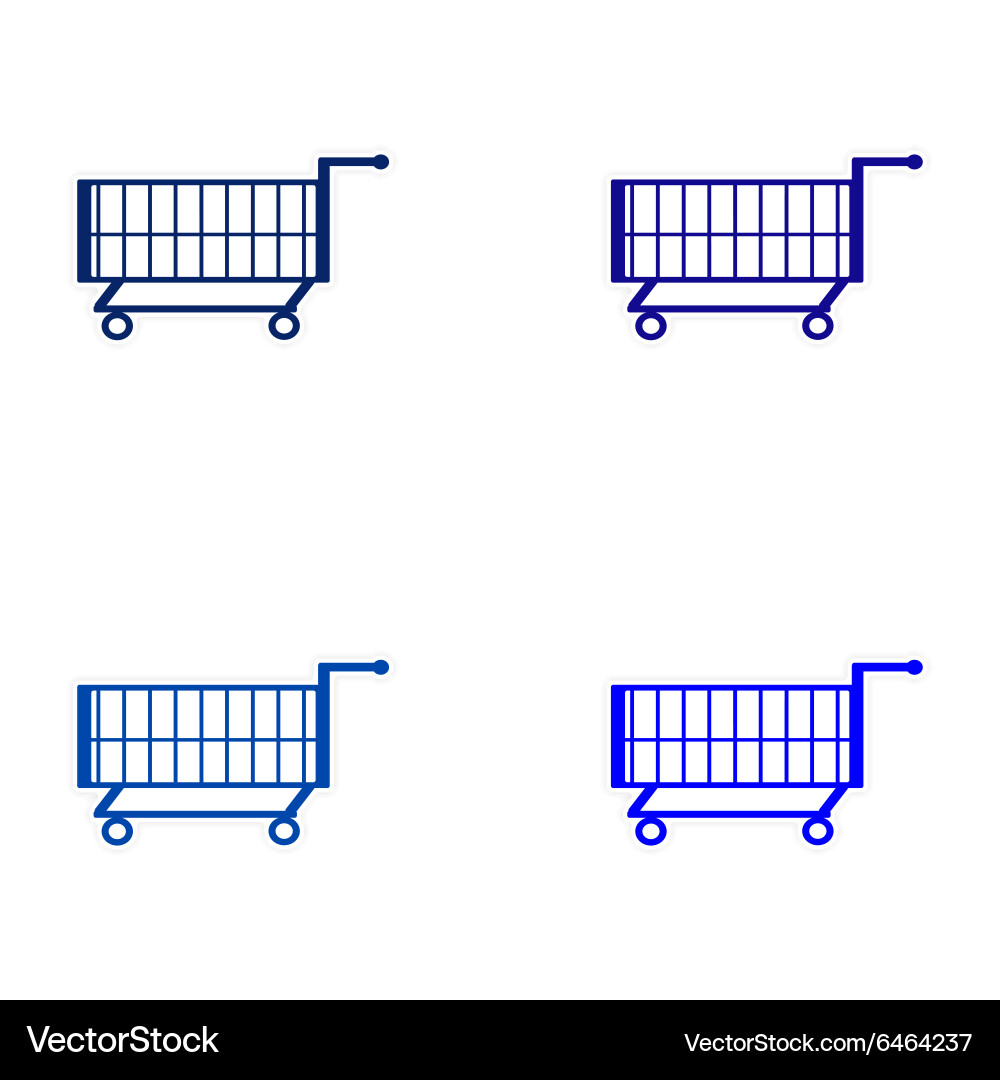 Assembly realistic sticker design on paper cart Vector Image
