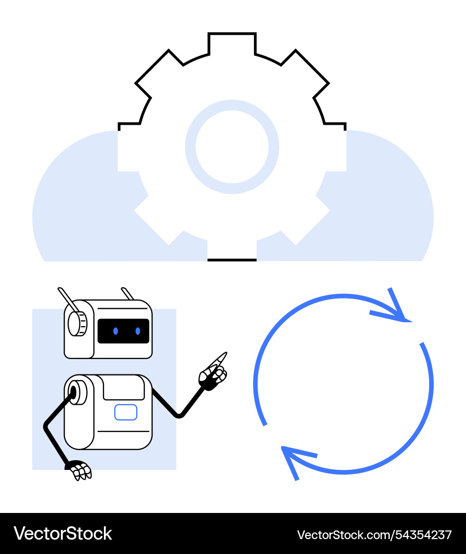 Automation robot with gear cloud and recycle vector image
