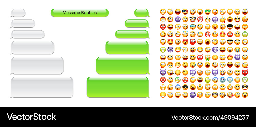 Blank message bubbles with emoji green chat Blank message bubbles with emoji green chat vector image