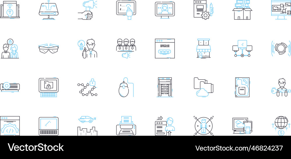 Blockchain Revolution lineare Icons gesetzt Blockchain Revolution lineare Icons gesetzt vektorbild