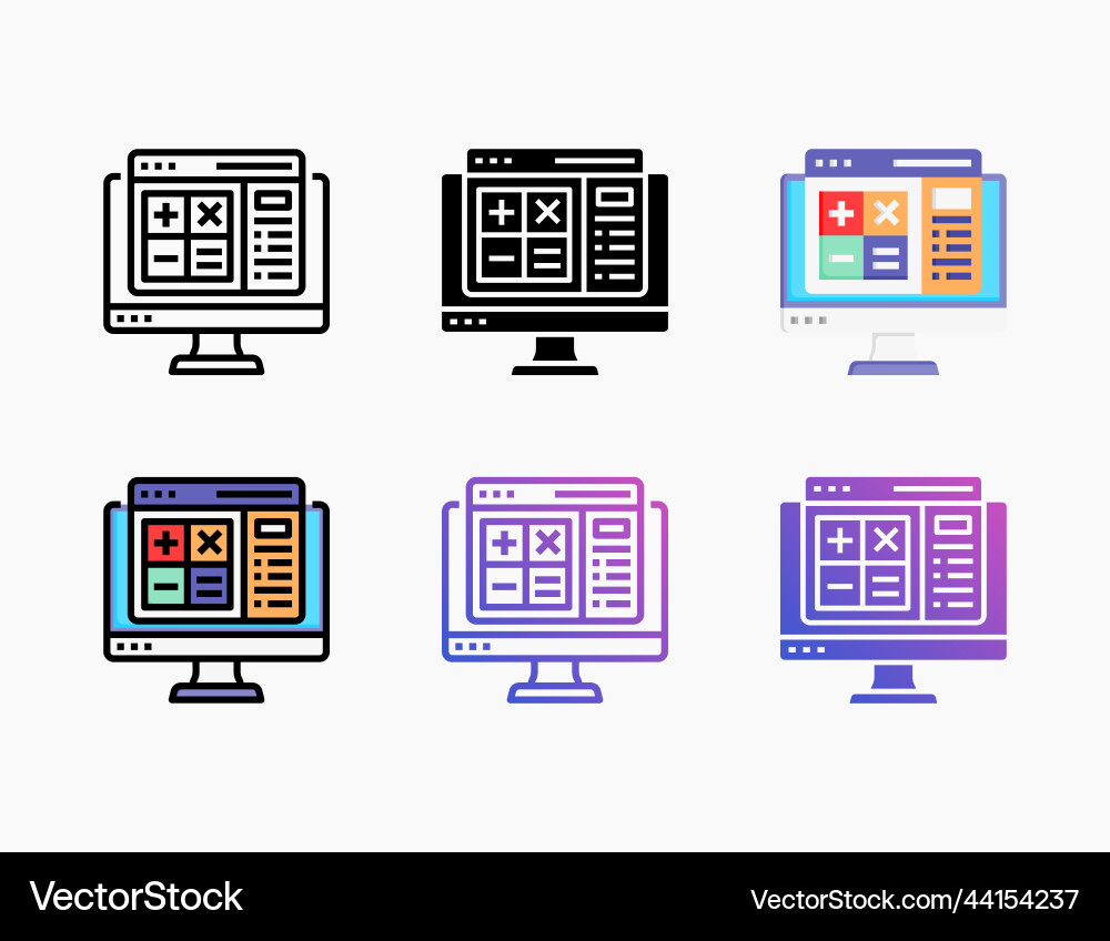 Calculator icon set with different styles Calculator icon set with different styles vector image