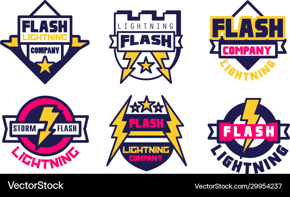 Flash lightning logo templates collection energy Flash lightning logo templates collection energy vector image