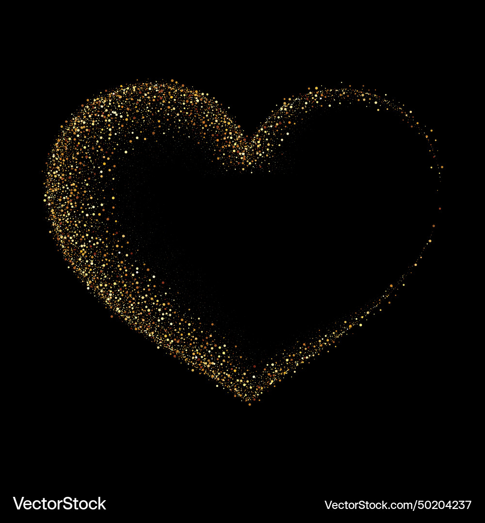 Gold glitter heart frame luxury shimmer Gold glitter heart frame luxury shimmer vector image