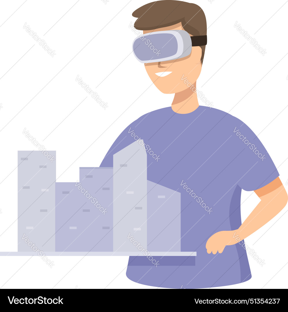 Man using virtual reality for urban planning Man using virtual reality for urban planning vector image