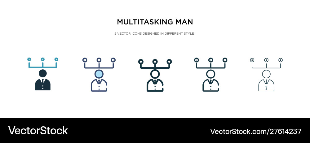 Multitasking man icon in different style two Multitasking man icon in different style two vector image