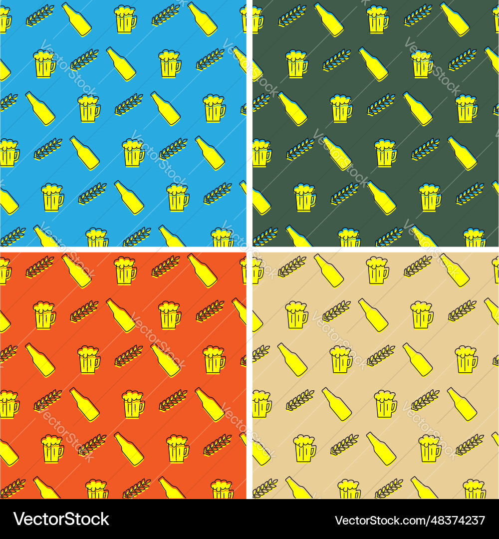 Seamless beer pattern motif outline line style Seamless beer pattern motif outline line style vector image