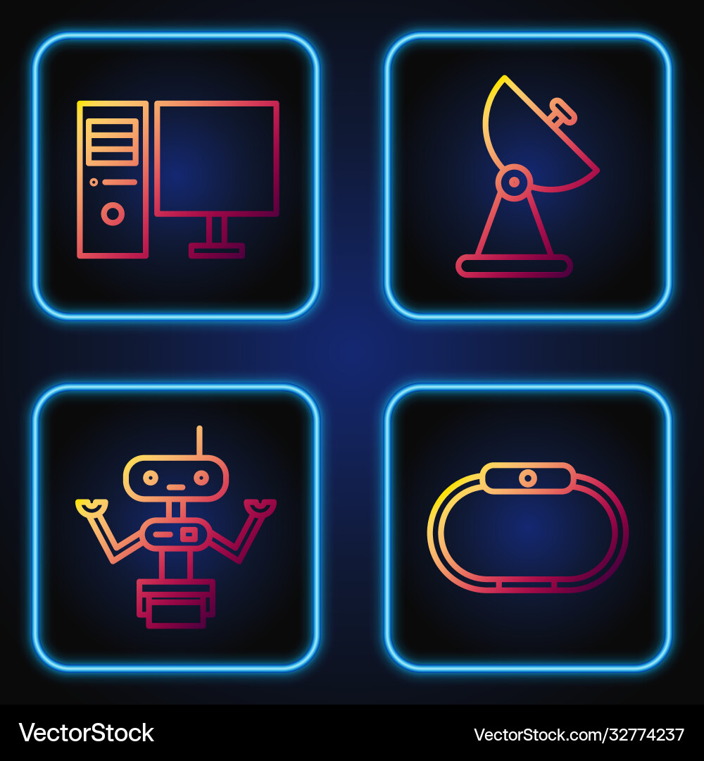 Set line smartwatch robot computer monitor Set line smartwatch robot computer monitor vector image