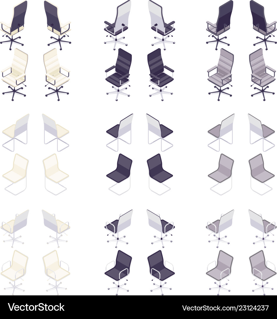 Set of isometric computer chairs Vector Image