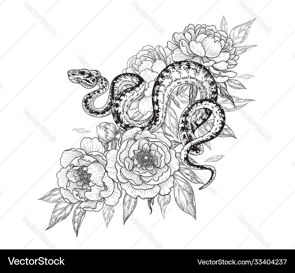 Twisted Schlange unter Pfingstblumen Twisted Schlange unter Pfingstblumen vektorbild