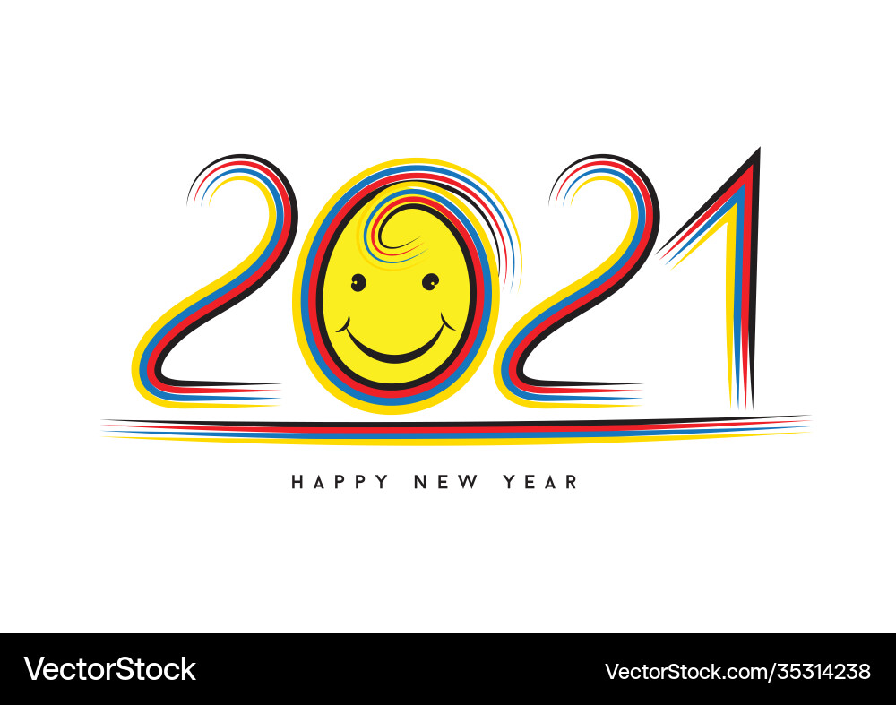 2021 text design and colorful brushstroke 2021 text design and colorful brushstroke vector image